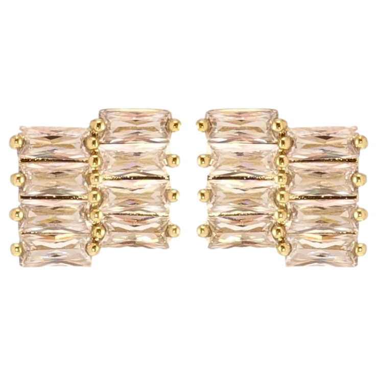 Сережки Xuping JEAN GOUJON Позолота 14K пусети Кристальні доріжки фото №6 Сережки Xuping JEAN GOUJON Позолота 14K пусети Кристальні доріжки фото №6