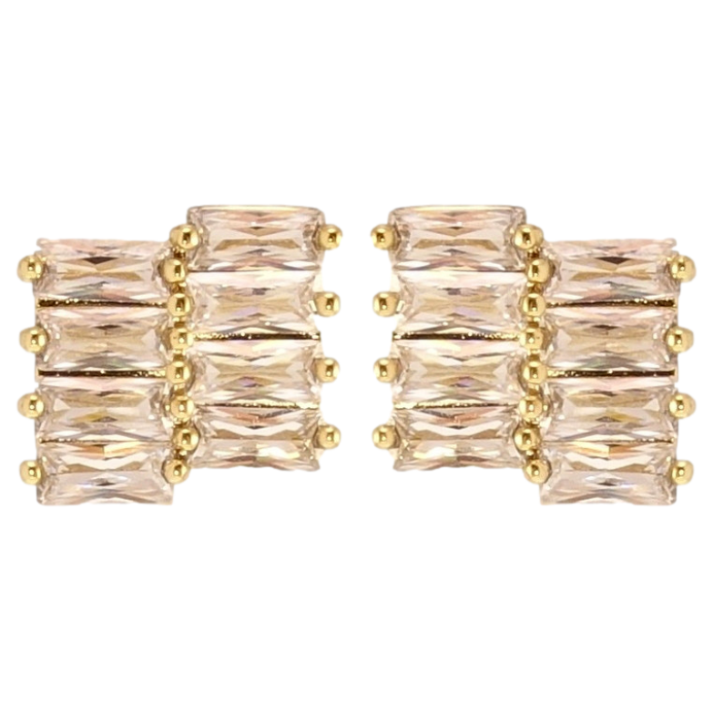 Сережки Xuping JEAN GOUJON Позолота 14K пусети Кристальні доріжки фото №1 Сережки Xuping JEAN GOUJON Позолота 14K пусети Кристальні доріжки фото №1