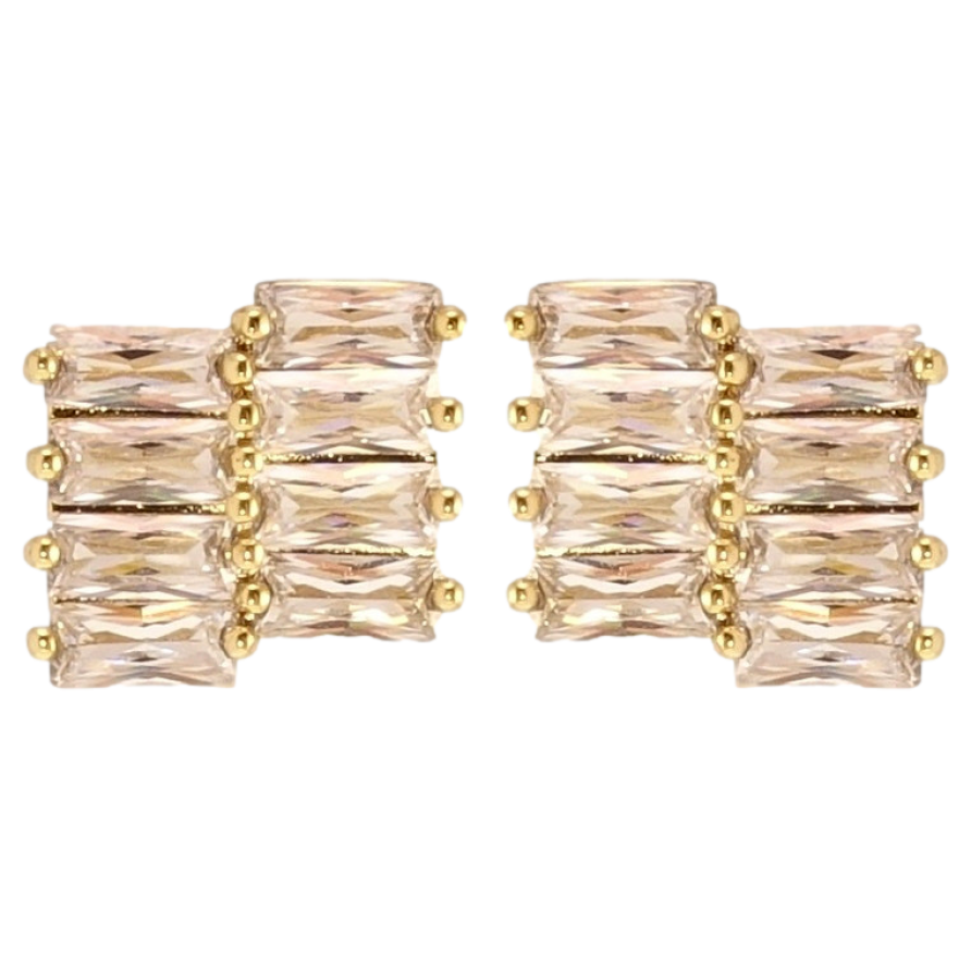 Сережки Xuping JEAN GOUJON Позолота 14K пусети Кристальні доріжки фото №1 Сережки Xuping JEAN GOUJON Позолота 14K пусети Кристальні доріжки фото №1