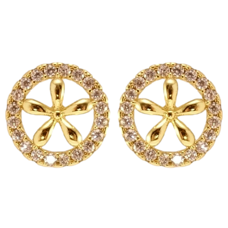Сережки Xuping JEAN GOUJON Позолота 14K пусети Круги з квіточками ø 9мм фото №1 Сережки Xuping JEAN GOUJON Позолота 14K пусети Круги з квіточками ø 9мм фото №1