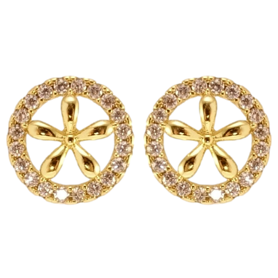 Сережки Xuping JEAN GOUJON Позолота 14K пусети Круги з квіточками ø 9мм фото №1 Сережки Xuping JEAN GOUJON Позолота 14K пусети Круги з квіточками ø 9мм фото №1