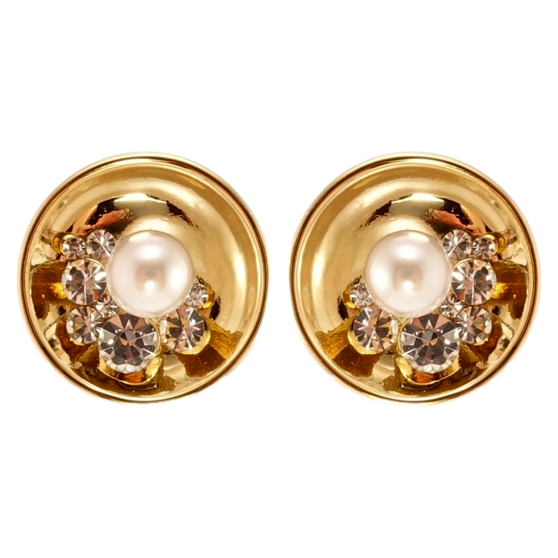 Сережки Xuping JEAN GOUJON Позолота 14K пусети Круги з цирконієм та перлами ø фото №1 Сережки Xuping JEAN GOUJON Позолота 14K пусети Круги з цирконієм та перлами ø фото №1