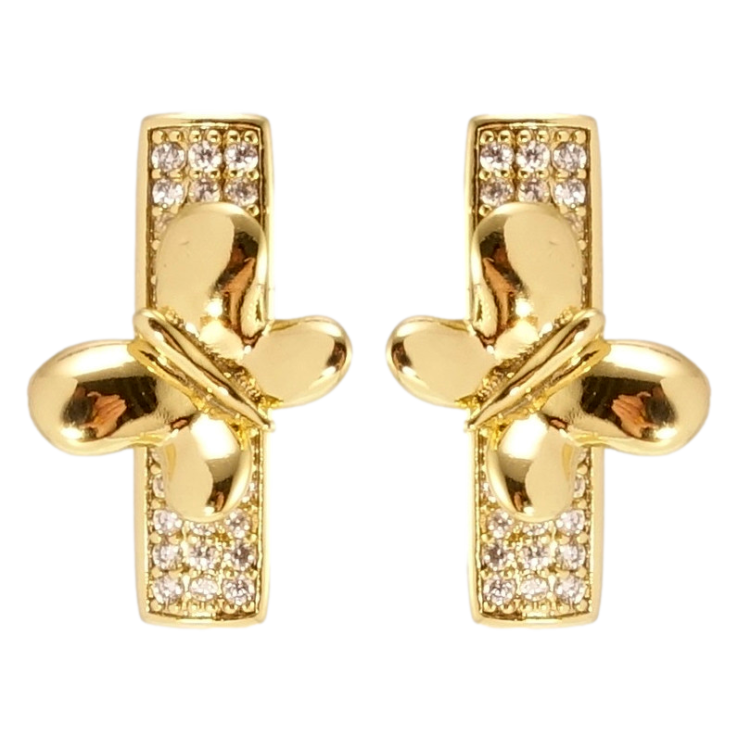 Сережки Xuping JEAN GOUJON Позолота 14K пусети Прямокутники з метеликами фото №10 Сережки Xuping JEAN GOUJON Позолота 14K пусети Прямокутники з метеликами фото №10