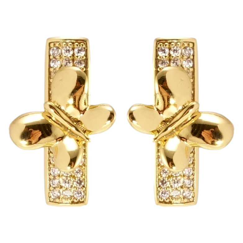 Сережки Xuping JEAN GOUJON Позолота 14K пусети Прямокутники з метеликами фото №1 Сережки Xuping JEAN GOUJON Позолота 14K пусети Прямокутники з метеликами фото №1