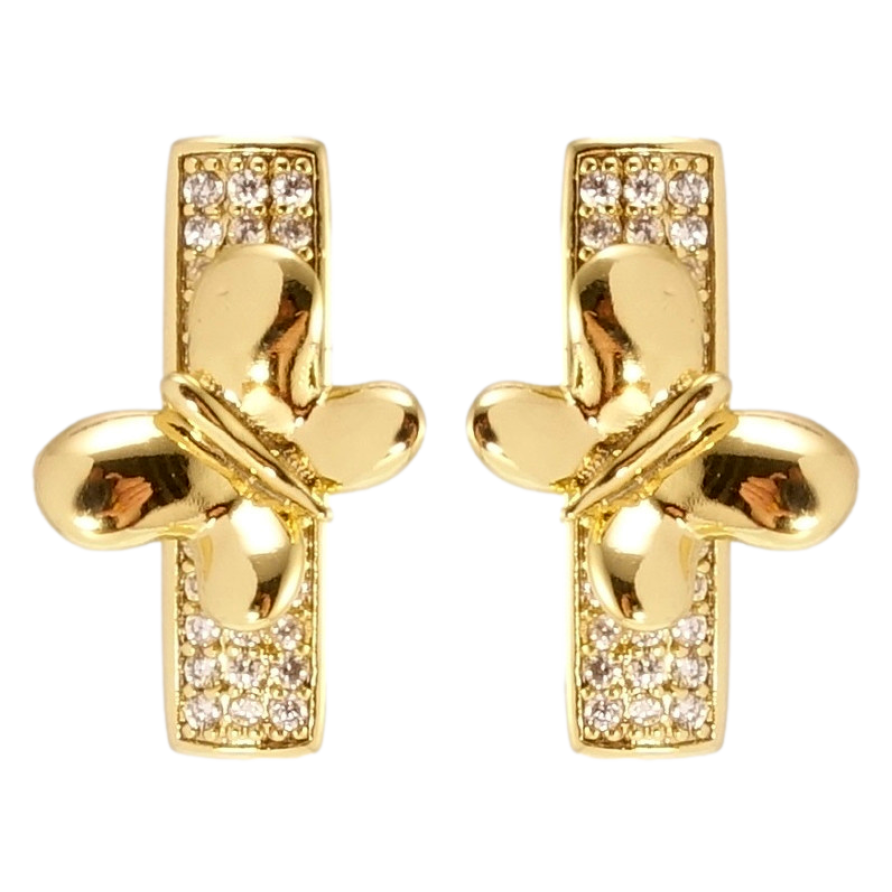 Сережки Xuping JEAN GOUJON Позолота 14K пусети Прямокутники з метеликами фото №1 Сережки Xuping JEAN GOUJON Позолота 14K пусети Прямокутники з метеликами фото №1
