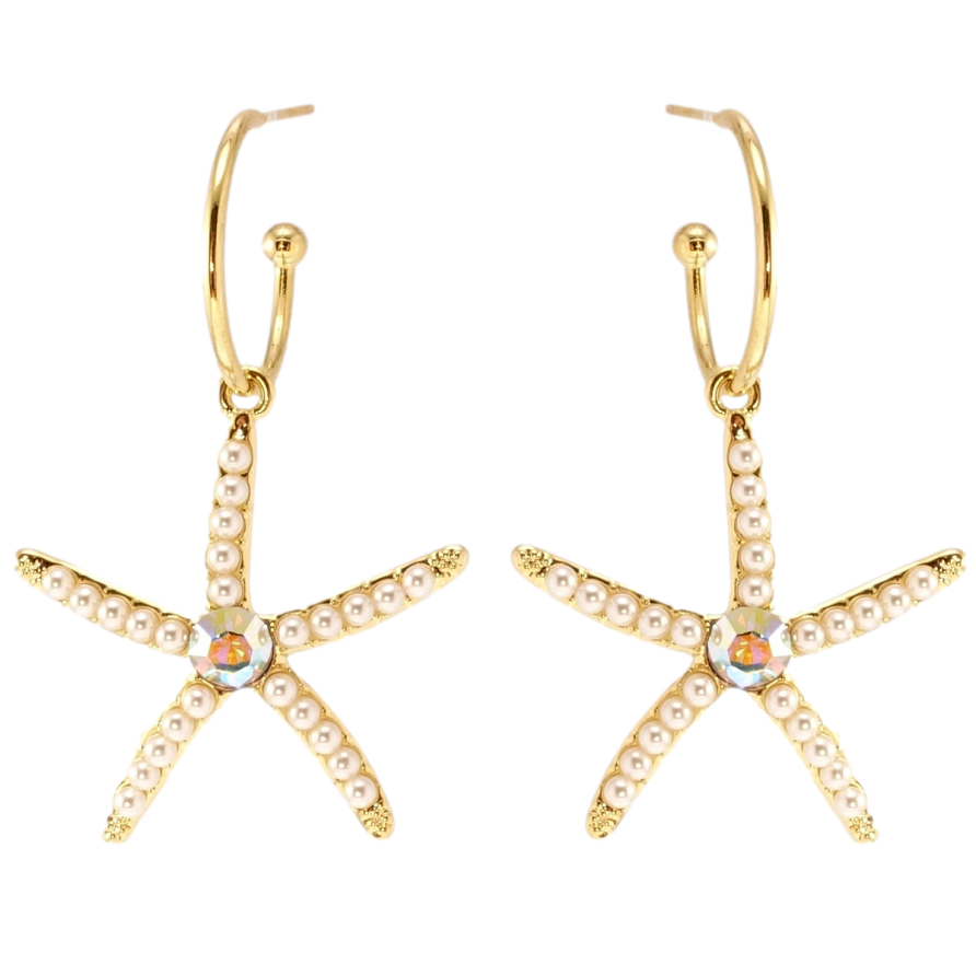 Сережки Xuping JEAN GOUJON Позолота 14K пусети Зірки з перлинами фото №1 Сережки Xuping JEAN GOUJON Позолота 14K пусети Зірки з перлинами фото №1