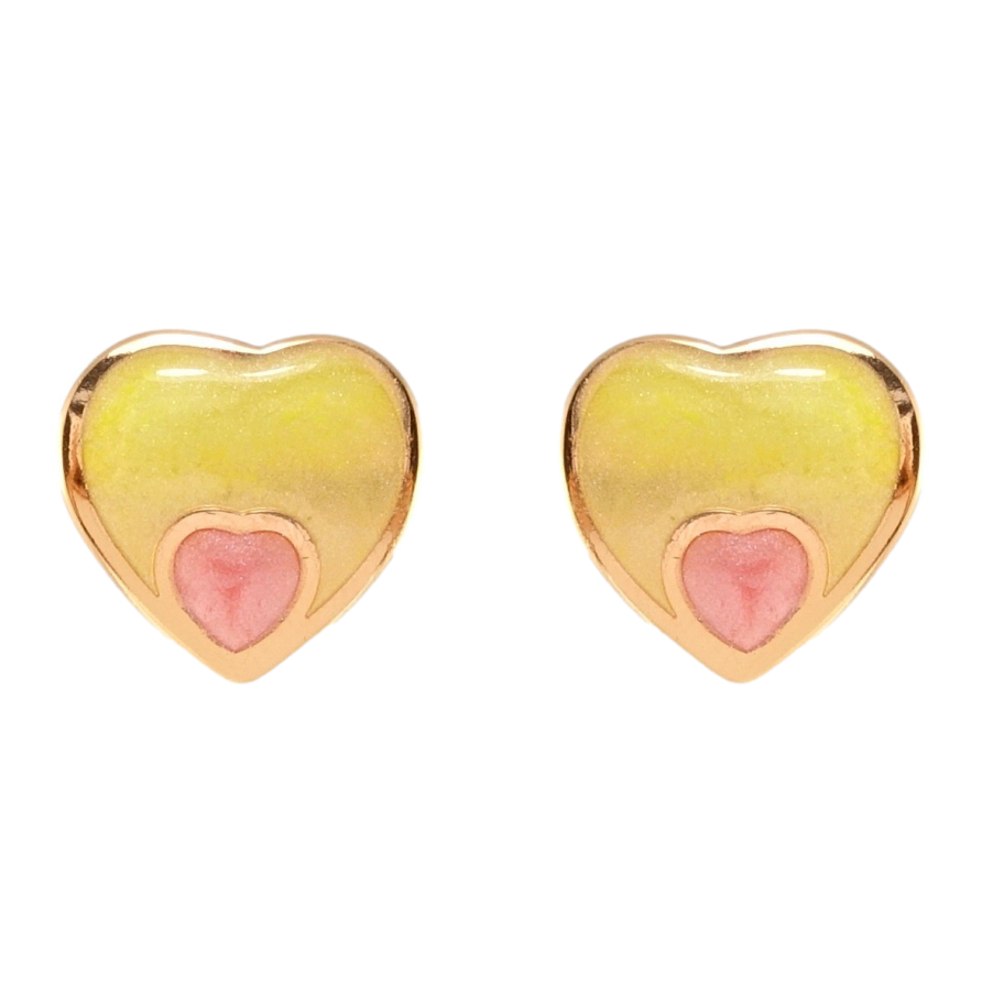 Сережки Xuping JEAN GOUJON Позолота 18K пусети Сердечки з салатно-рожевою емаллю фото №1 Сережки Xuping JEAN GOUJON Позолота 18K пусети Сердечки з салатно-рожевою емаллю фото №1