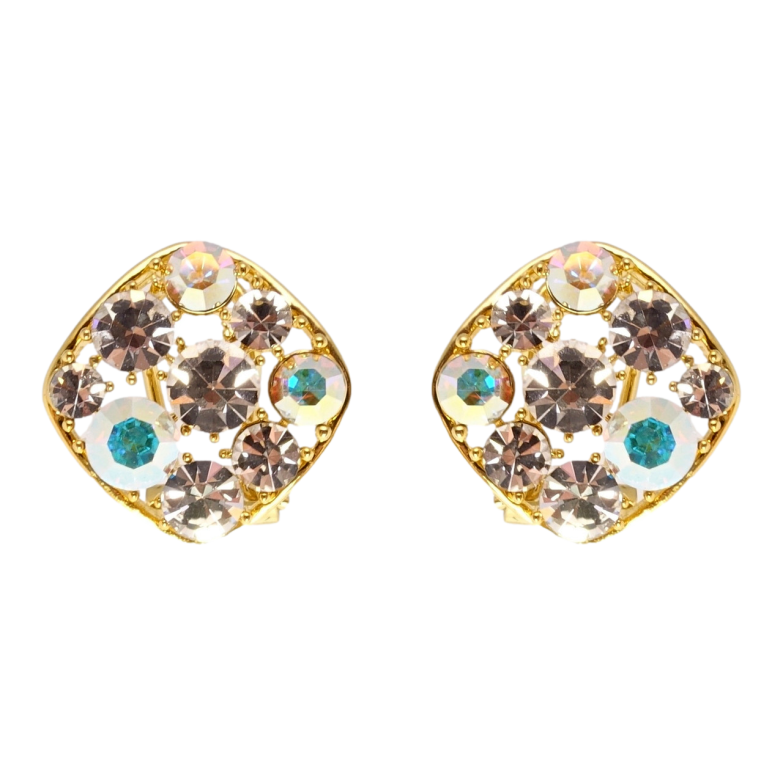 Серьги Xuping JEAN GOUJON Позолота 14K итальянский замок Ромбы с россыпью кристаллов фото №1