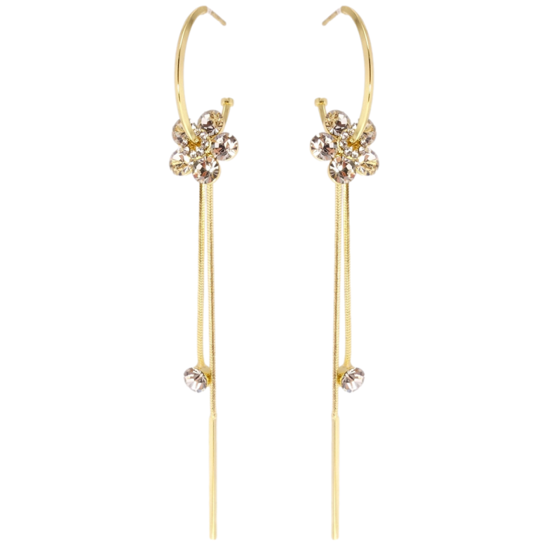 Сережки Xuping JEAN GOUJON Позолота 14K пусети Кристальні квіточки на колечках фото №1 Сережки Xuping JEAN GOUJON Позолота 14K пусети Кристальні квіточки на колечках фото №1