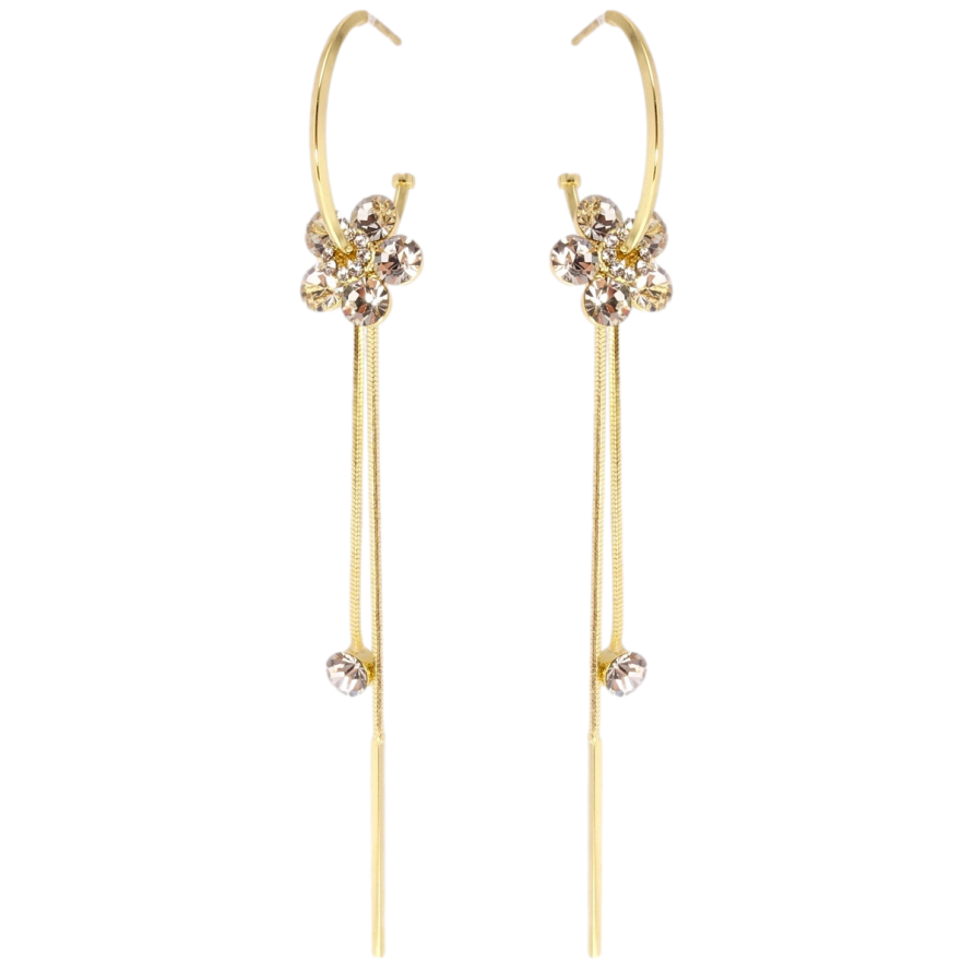 Сережки Xuping JEAN GOUJON Позолота 14K пусети Кристальні квіточки на колечках фото №1 Сережки Xuping JEAN GOUJON Позолота 14K пусети Кристальні квіточки на колечках фото №1