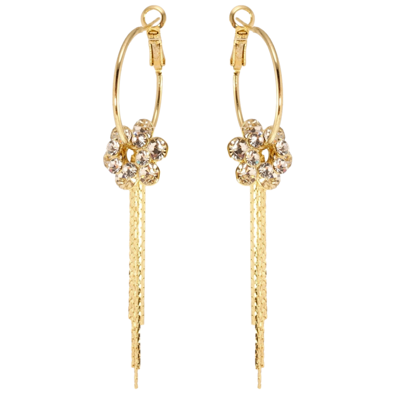 Серьги Xuping JEAN GOUJON Позолота 14K подвески на кольцах Кристальные цветочки с цепочками на кольцах ø фото №1 Серьги Xuping JEAN GOUJON Позолота 14K подвески на кольцах Кристальные цветочки с цепочками на кольцах ø фото №1