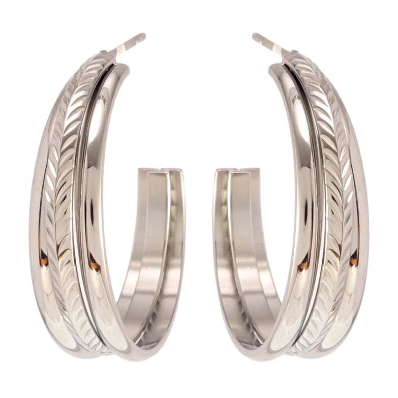 Сережки Xuping JEAN GOUJON Родій пусети Широкі дуги з візерунком фото №1 Сережки Xuping JEAN GOUJON Родій пусети Широкі дуги з візерунком фото №1