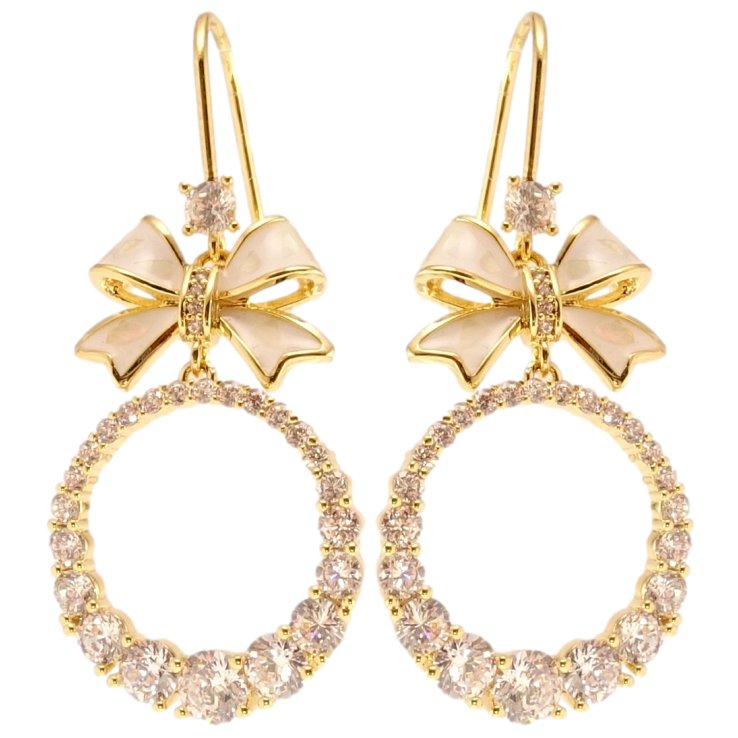 Сережки Xuping JEAN GOUJON Позолота 14K французький замок Банти з колечками інкрустація цирконієм фото №18 Сережки Xuping JEAN GOUJON Позолота 14K французький замок Банти з колечками інкрустація цирконієм фото №18