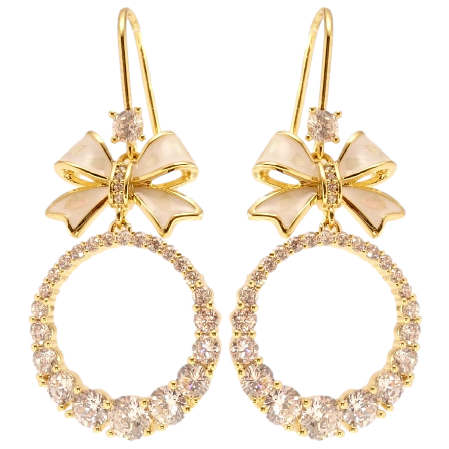 Сережки Xuping JEAN GOUJON Позолота 14K французький замок Банти з колечками інкрустація цирконієм фото №1 Сережки Xuping JEAN GOUJON Позолота 14K французький замок Банти з колечками інкрустація цирконієм фото №1