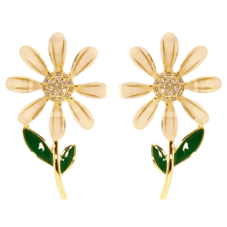 Серьги Xuping JEAN GOUJON Позолота 14K пусеты Цветочки с прокраской эмалью фото №1 Серьги Xuping JEAN GOUJON Позолота 14K пусеты Цветочки с прокраской эмалью фото №1