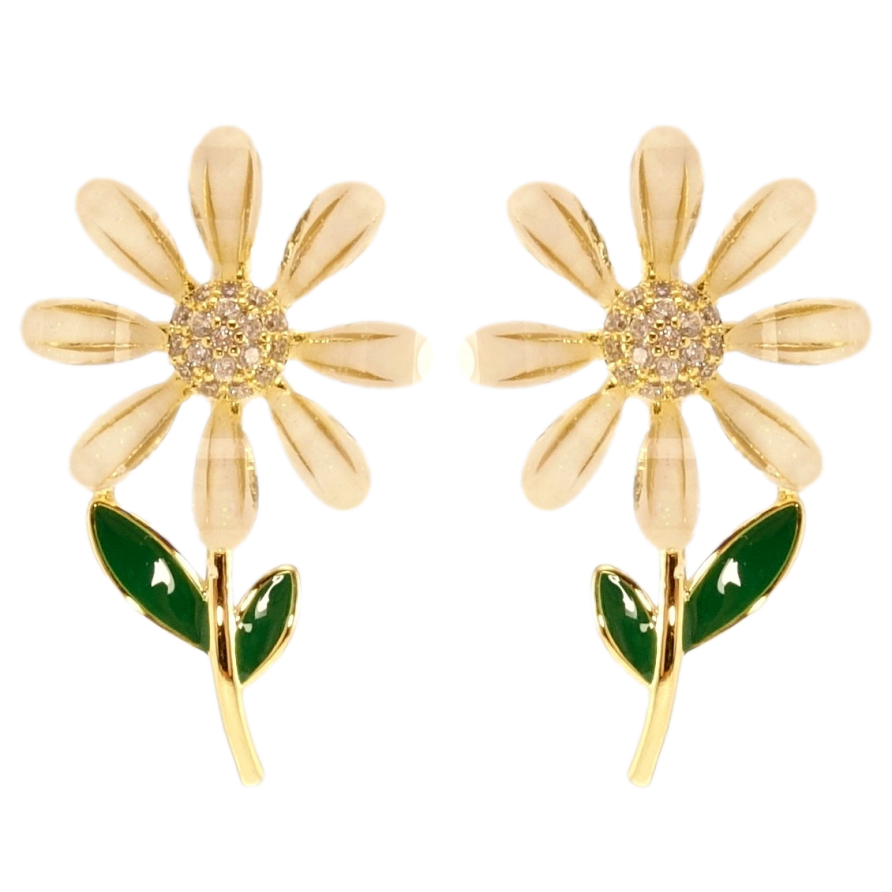 Сережки Xuping JEAN GOUJON Позолота 14K пусети Квіточки з пофарбовані емаллю фото №1 Сережки Xuping JEAN GOUJON Позолота 14K пусети Квіточки з пофарбовані емаллю фото №1