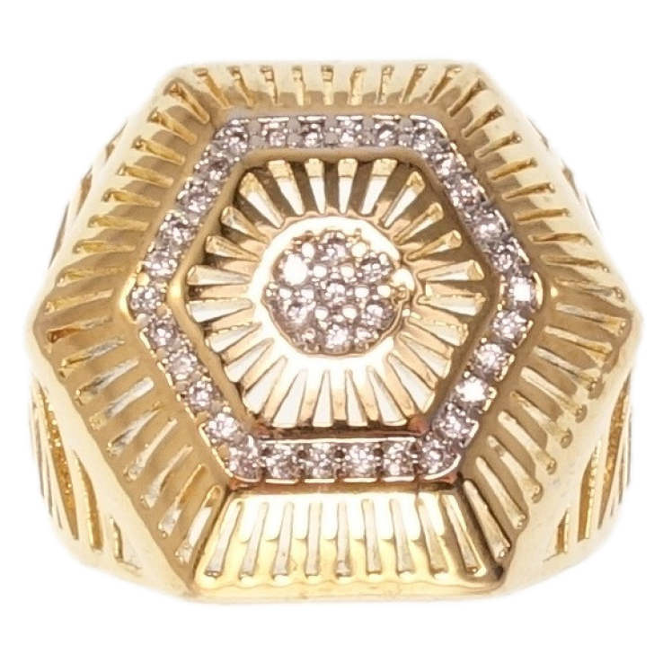 Перстень Xuping Позолота+Родій Шестигранний Купол фото №7