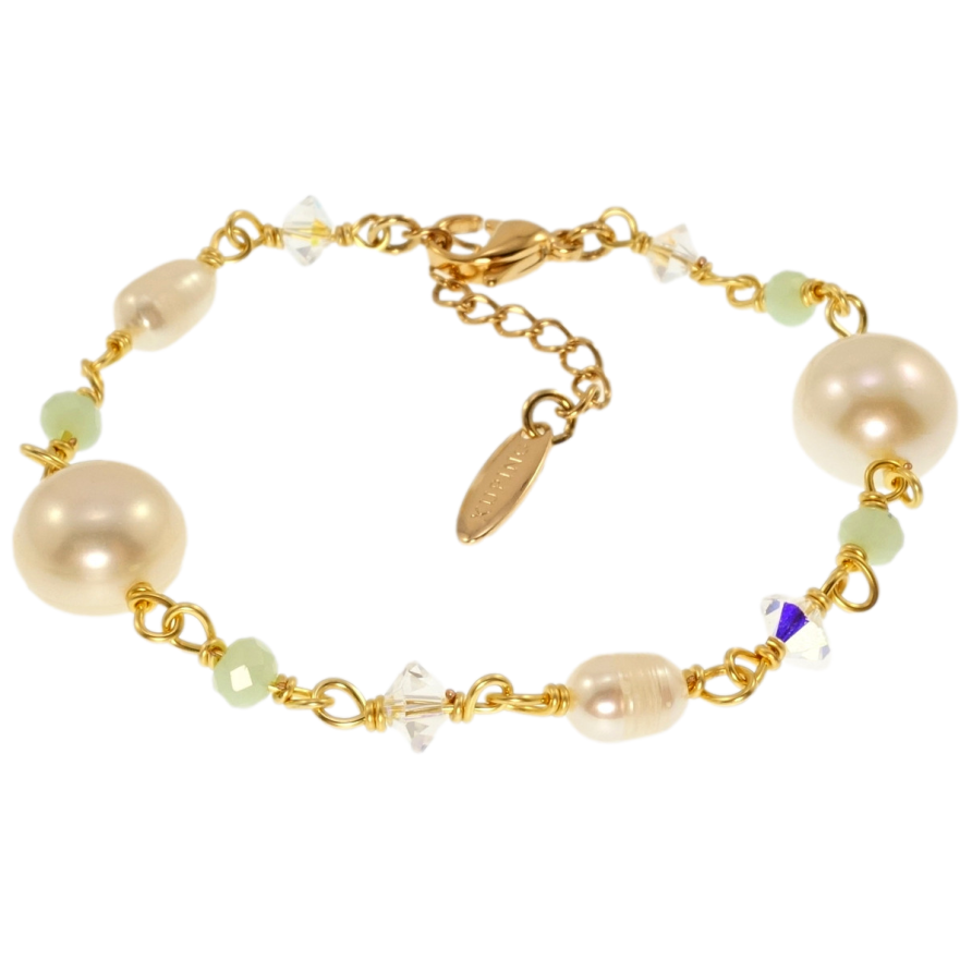 Браслети Xuping JEAN GOUJON Позолота 18K Кремові перли з намистинами довжина з дод.ланцюжком 16.5-20см х 3-10мм фото №1