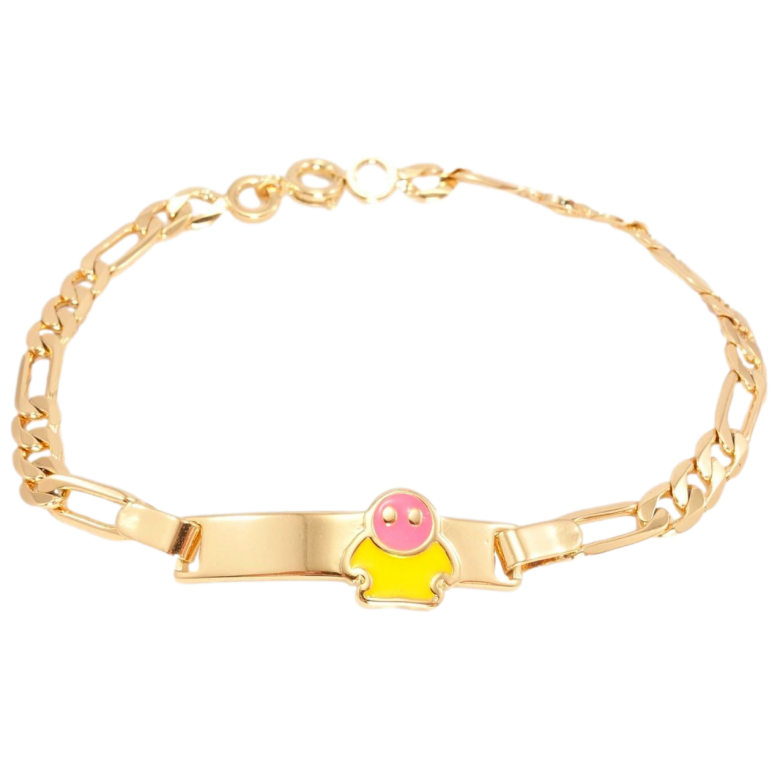 Браслет Xuping Позолота 18K Плетіння Фігаро Пластина з Емалевим Чоловічком довжина 15-17,5 см фото №4