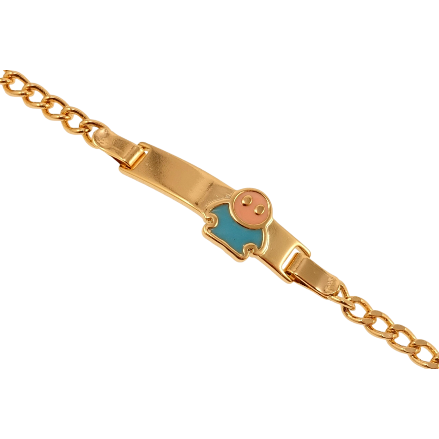 Браслет дитячий Xuping Позолота 18K Панцирне плетіння з пластиною та емалевим чоловічком довжина 14,15.5см х3 фото №1 Браслет дитячий Xuping Позолота 18K Панцирне плетіння з пластиною та емалевим чоловічком довжина 14,15.5см х3 фото №1