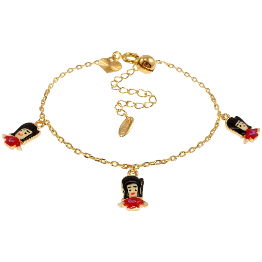 Браслет дитячий Xuping Позолота 18K Якірне Плетіння з підвісками дівчинками довжина 15.5-20.5см х 1мм фото №1 Браслет дитячий Xuping Позолота 18K Якірне Плетіння з підвісками дівчинками довжина 15.5-20.5см х 1мм фото №1