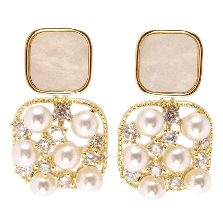 Сережки Xuping JEAN GOUJON Позолота 14K пусети Квадратні форми з розсипом фото №14 Сережки Xuping JEAN GOUJON Позолота 14K пусети Квадратні форми з розсипом фото №14