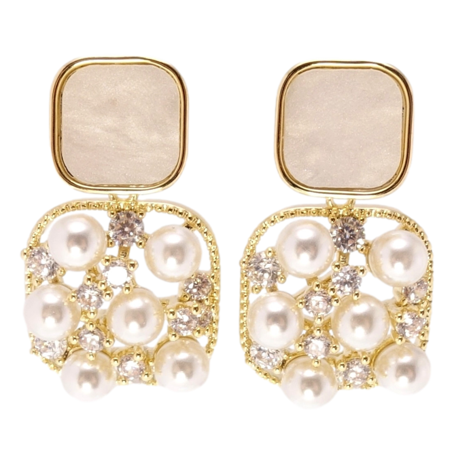 Сережки Xuping JEAN GOUJON Позолота 14K пусети Квадратні форми з розсипом фото №1 Сережки Xuping JEAN GOUJON Позолота 14K пусети Квадратні форми з розсипом фото №1