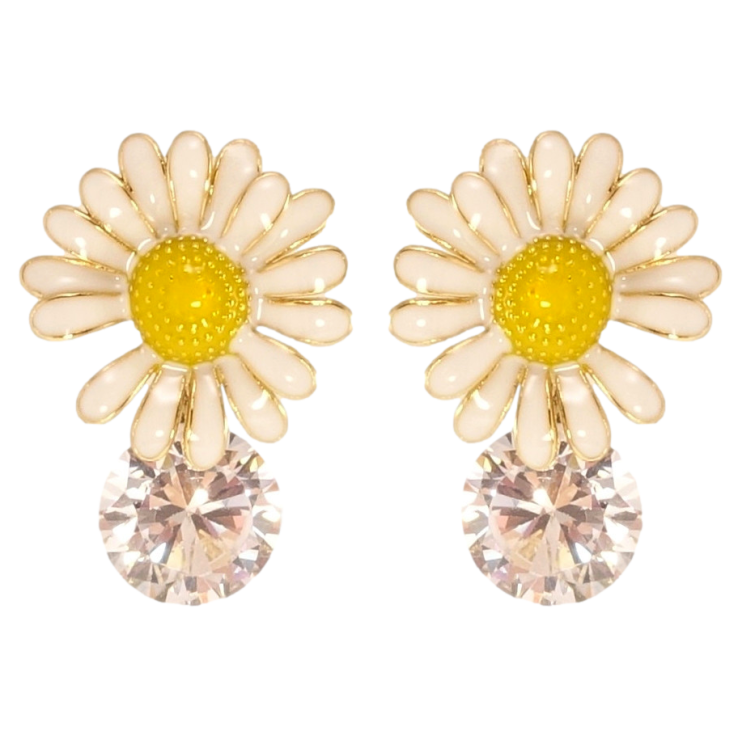 Сережки Xuping JEAN GOUJON Позолота 14K пусети Ромашки з кристалами, фарбування фото №6 Сережки Xuping JEAN GOUJON Позолота 14K пусети Ромашки з кристалами, фарбування фото №6