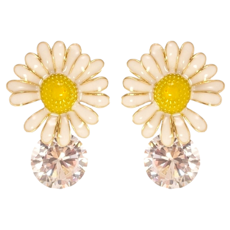 Сережки Xuping JEAN GOUJON Позолота 14K пусети Ромашки з кристалами, фарбування фото №1 Сережки Xuping JEAN GOUJON Позолота 14K пусети Ромашки з кристалами, фарбування фото №1