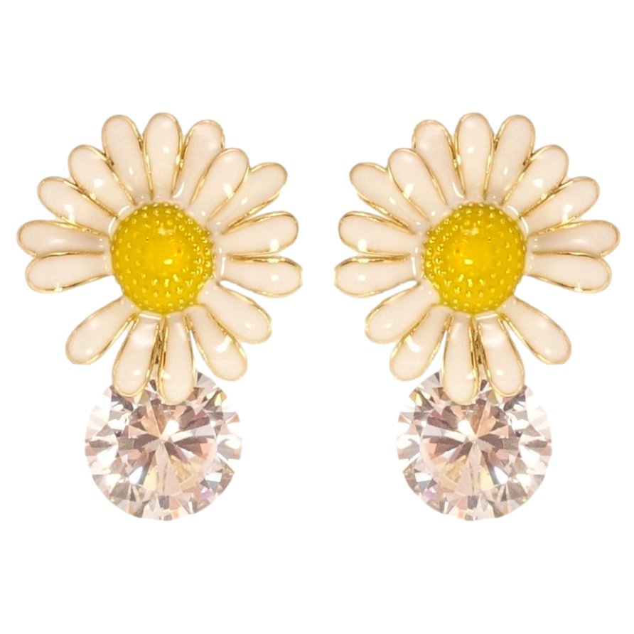 Сережки Xuping JEAN GOUJON Позолота 14K пусети Ромашки з кристалами, фарбування фото №1 Сережки Xuping JEAN GOUJON Позолота 14K пусети Ромашки з кристалами, фарбування фото №1