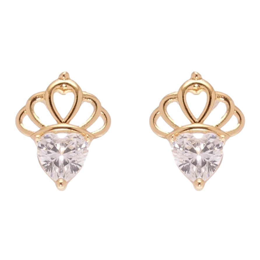 Сережки Xuping JEAN GOUJON Позолота 18K пусети Кристальні серця з короною фото №1 Сережки Xuping JEAN GOUJON Позолота 18K пусети Кристальні серця з короною фото №1