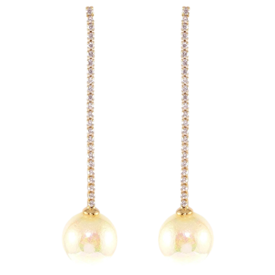 Сережки Xuping JEAN GOUJON Позолота 18K пусети Перлини на доріжках цирконію ø 14мм фото №1 Сережки Xuping JEAN GOUJON Позолота 18K пусети Перлини на доріжках цирконію ø 14мм фото №1