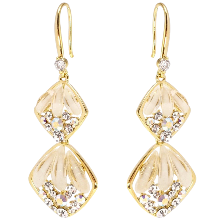 Сережки Xuping JEAN GOUJON Позолота 14K французький замок Вишукані ромбові підвіски фото №1 Сережки Xuping JEAN GOUJON Позолота 14K французький замок Вишукані ромбові підвіски фото №1