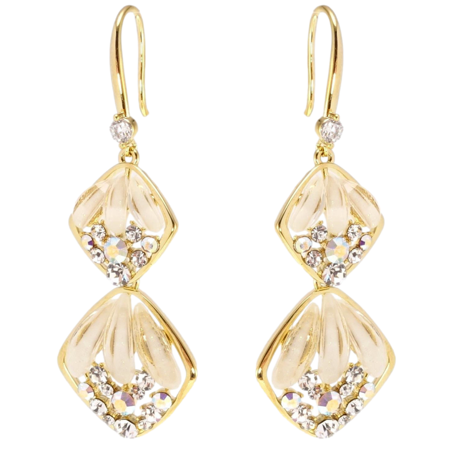 Сережки Xuping JEAN GOUJON Позолота 14K французький замок Вишукані ромбові підвіски фото №1 Сережки Xuping JEAN GOUJON Позолота 14K французький замок Вишукані ромбові підвіски фото №1