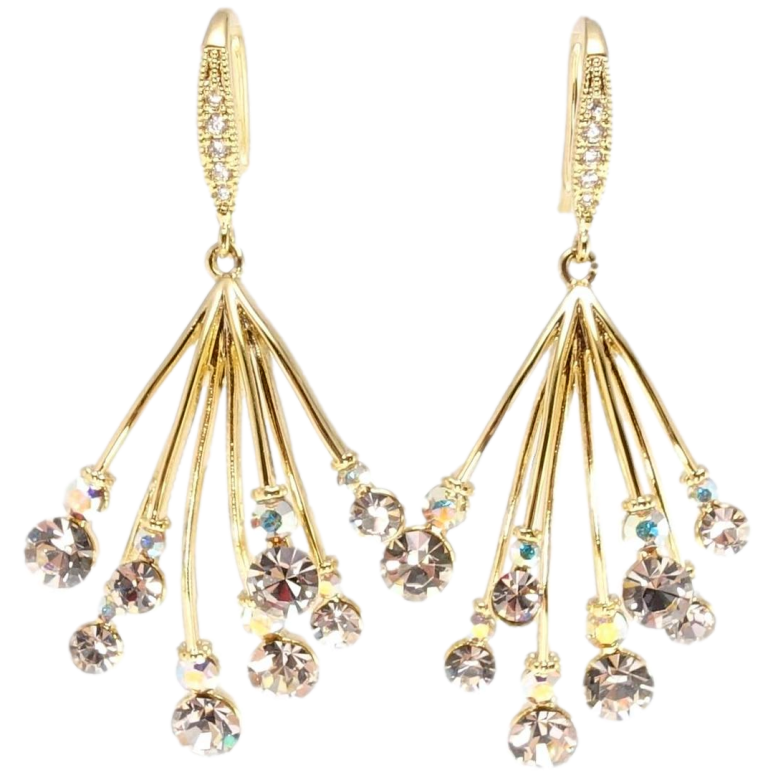 Серьги Xuping JEAN GOUJON Позолота 14K французский замок Кристальная феерия фото №1