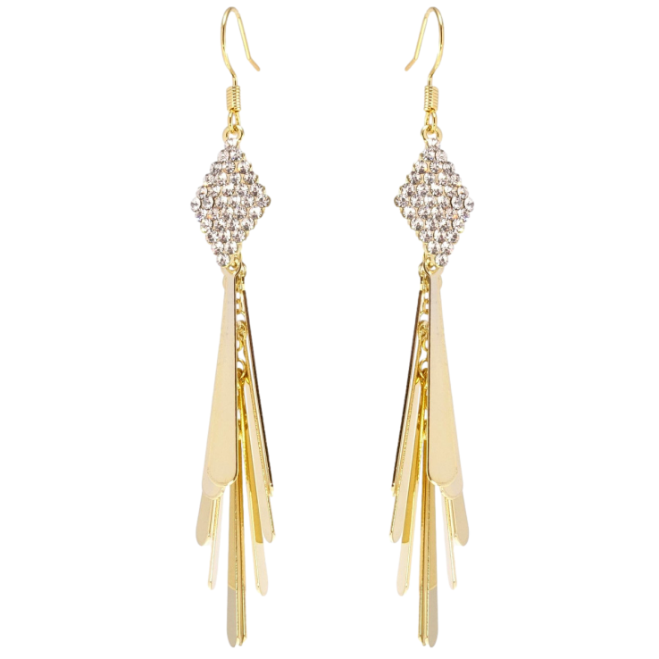 Сережки Xuping JEAN GOUJON Позолота 14K французький замок Витончені підвіски з ромбами з цирконію фото №16 Сережки Xuping JEAN GOUJON Позолота 14K французький замок Витончені підвіски з ромбами з цирконію фото №16