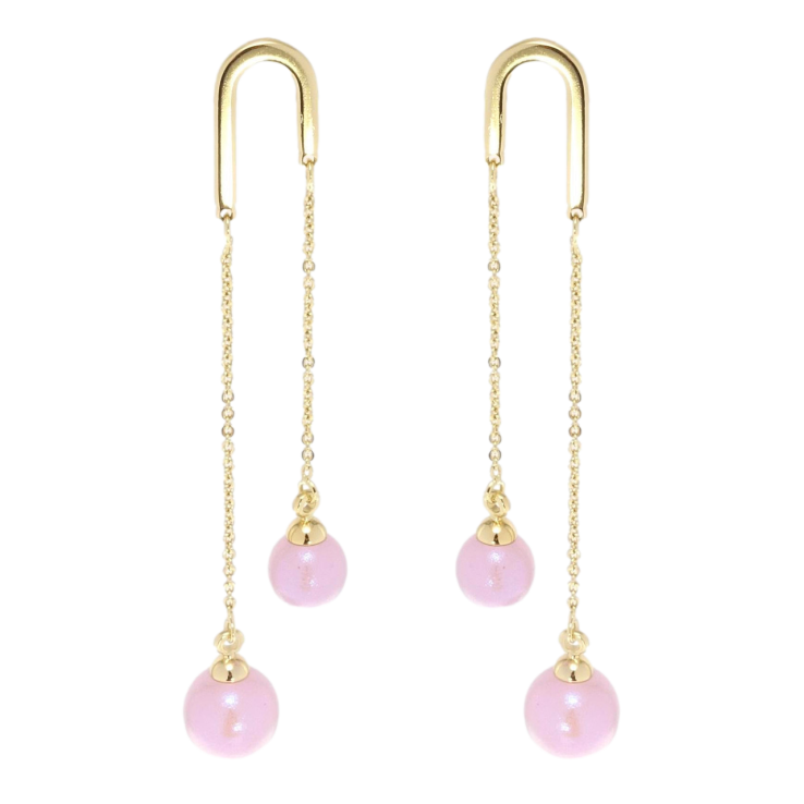 Сережки Xuping JEAN GOUJON Позолота 14K пусети Рожеві намистини на ланцюжках фото №7 Сережки Xuping JEAN GOUJON Позолота 14K пусети Рожеві намистини на ланцюжках фото №7