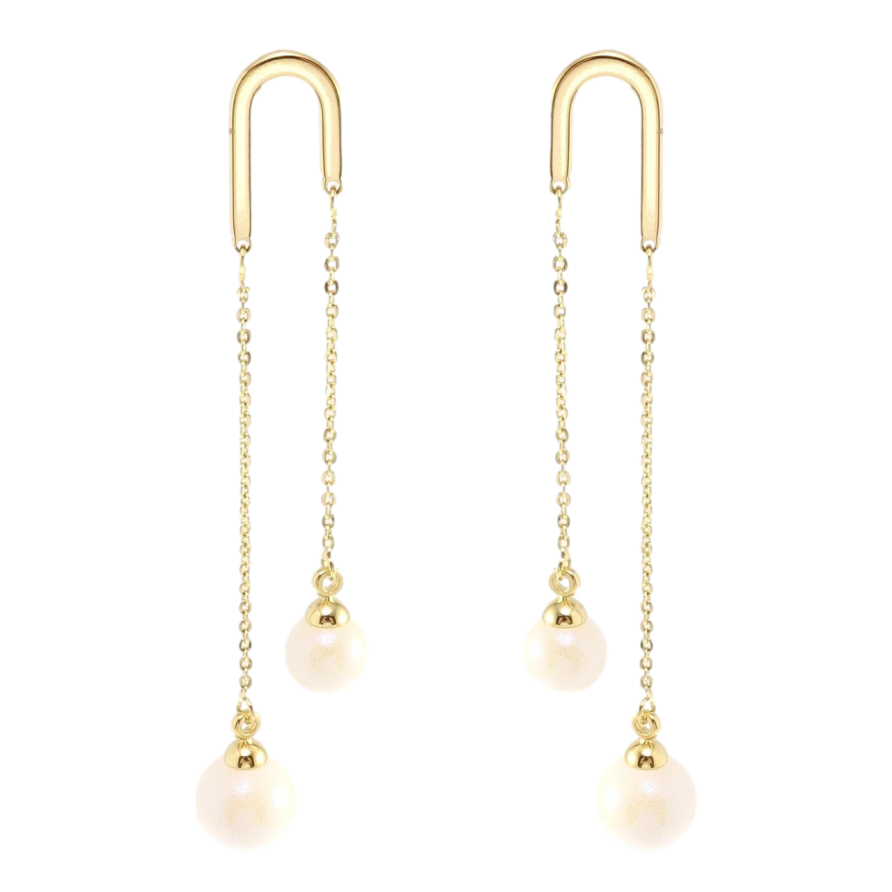 Серьги Xuping JEAN GOUJON Позолота 14K пусеты Жемчужные бусины на цепочках фото №1 Серьги Xuping JEAN GOUJON Позолота 14K пусеты Жемчужные бусины на цепочках фото №1