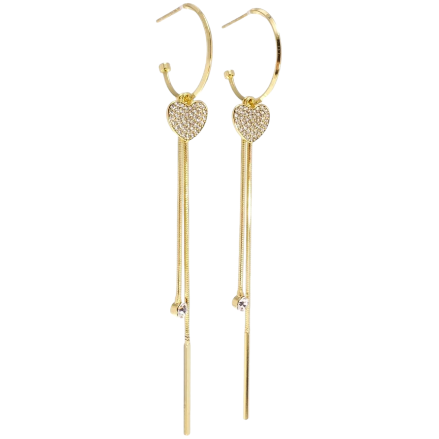 Сережки Xuping JEAN GOUJON Позолота 14K пусети Сердечки з ланцюжками на кільцях фото №1 Сережки Xuping JEAN GOUJON Позолота 14K пусети Сердечки з ланцюжками на кільцях фото №1