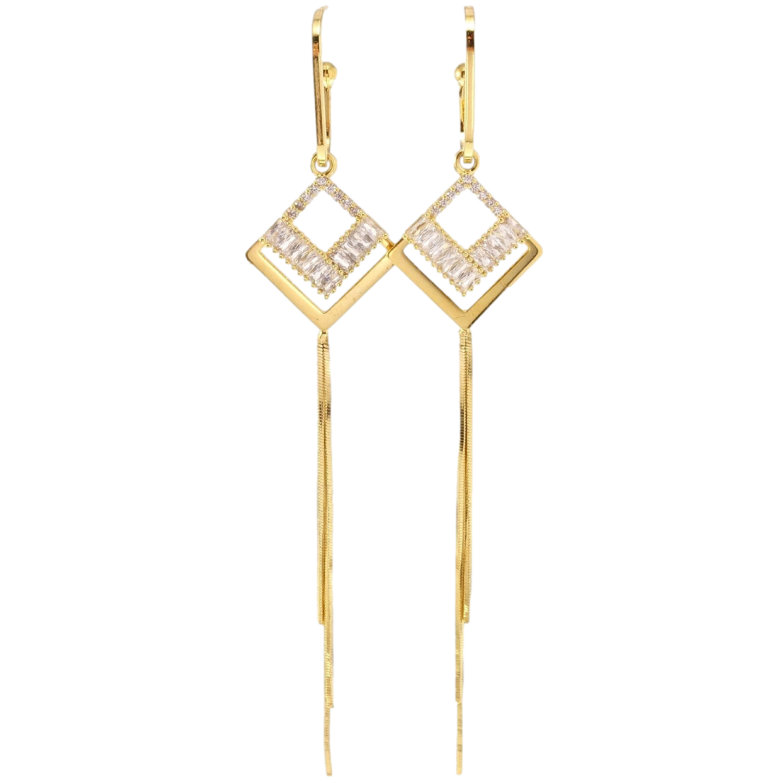 Серьги Xuping JEAN GOUJON Позолота 14K пусеты Элегантные ромбовые подвески фото №1