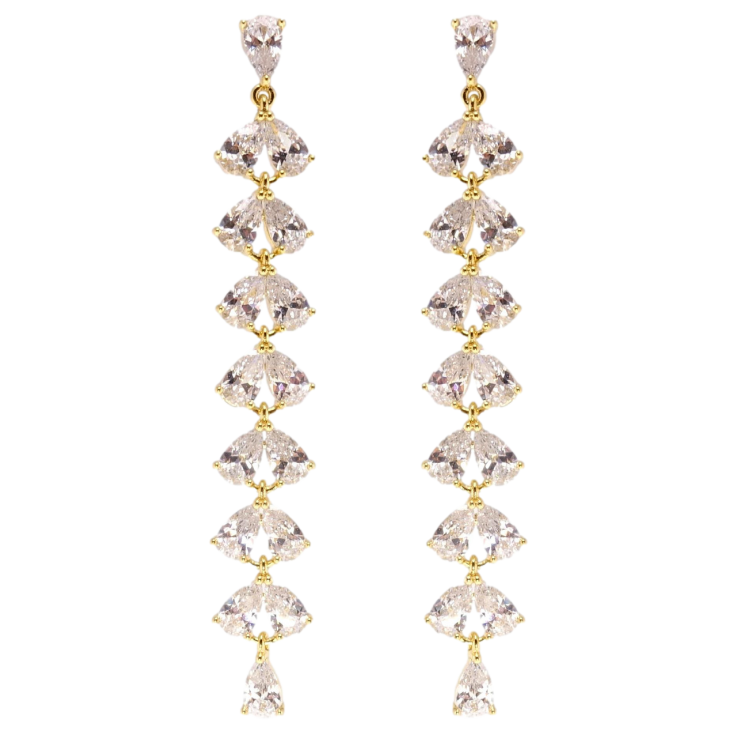 Сережки Xuping JEAN GOUJON Позолота 14K пусети Елегантні кришталеві підвіски фото №17