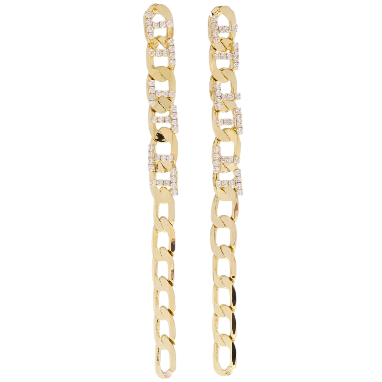 Серьги Xuping JEAN GOUJON Позолота 14K пусеты Цепочка с цирконием фото №1