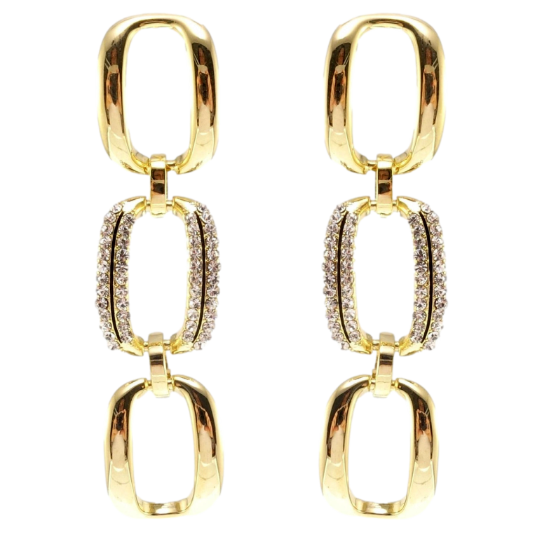 Сережки Xuping JEAN GOUJON Позолота 14K пусети Овальні ланки з цирконієм фото №1 Сережки Xuping JEAN GOUJON Позолота 14K пусети Овальні ланки з цирконієм фото №1