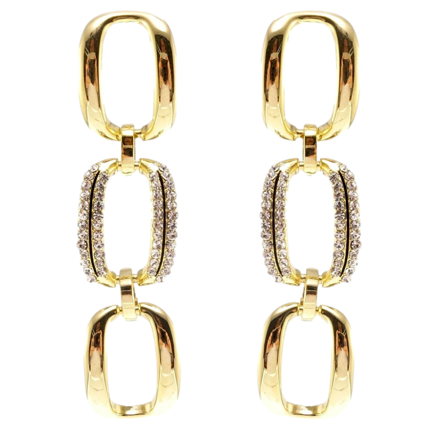 Сережки Xuping JEAN GOUJON Позолота 14K пусети Овальні ланки з цирконієм фото №1 Сережки Xuping JEAN GOUJON Позолота 14K пусети Овальні ланки з цирконієм фото №1