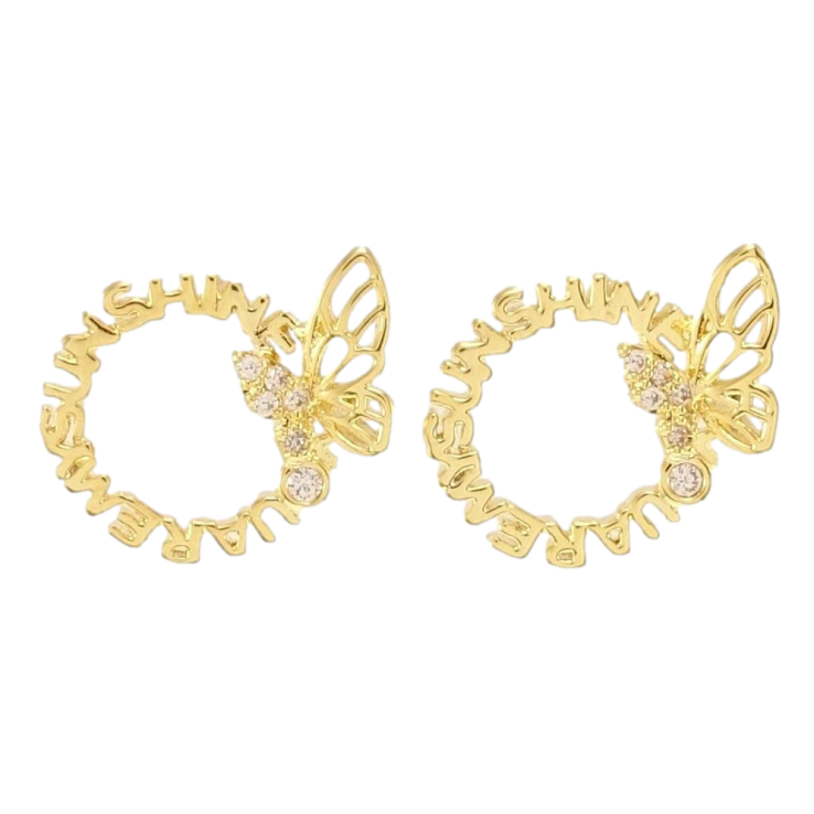 Сережки Xuping JEAN GOUJON Позолота 14K пусети Круги з метеликами на один бік фото №21 Сережки Xuping JEAN GOUJON Позолота 14K пусети Круги з метеликами на один бік фото №21