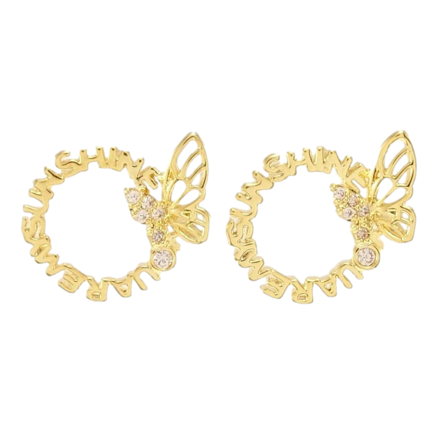 Сережки Xuping JEAN GOUJON Позолота 14K пусети Круги з метеликами на один бік фото №1 Сережки Xuping JEAN GOUJON Позолота 14K пусети Круги з метеликами на один бік фото №1