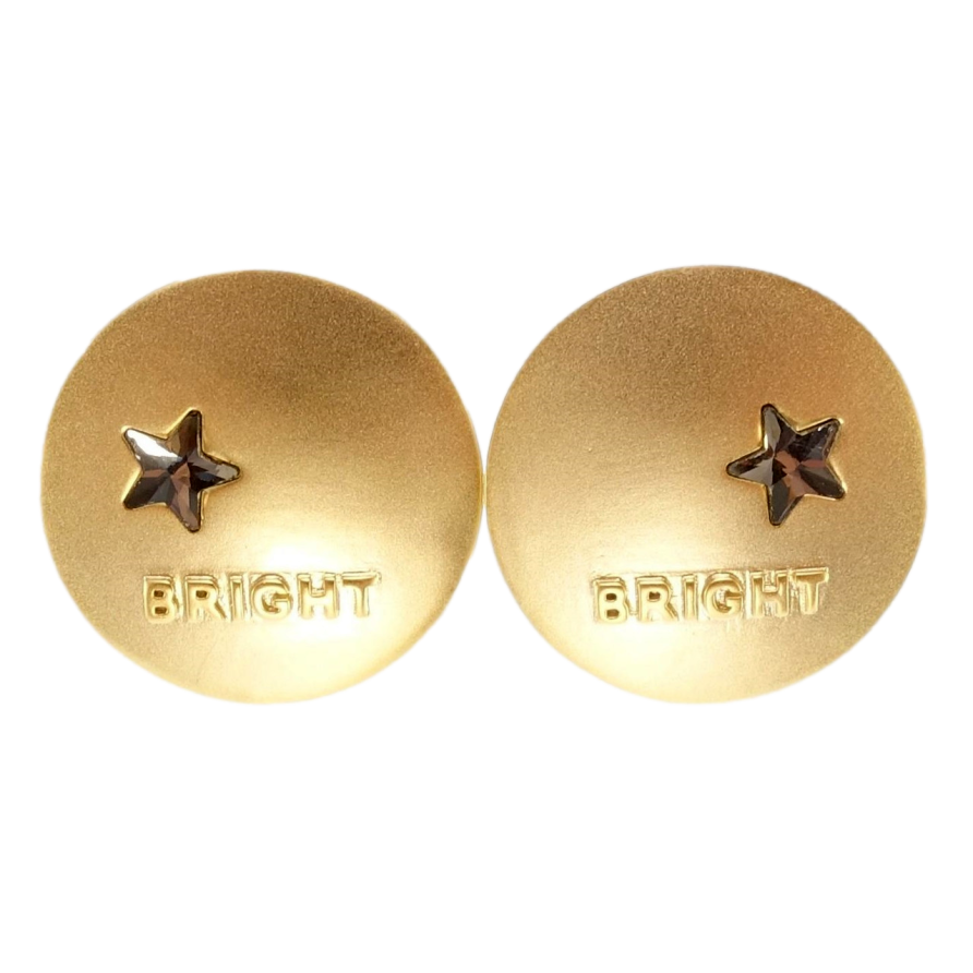 Сережки Xuping JEAN GOUJON Позолота 14K пусети Круги з зірками та написом ø 2см фото №1 Сережки Xuping JEAN GOUJON Позолота 14K пусети Круги з зірками та написом ø 2см фото №1