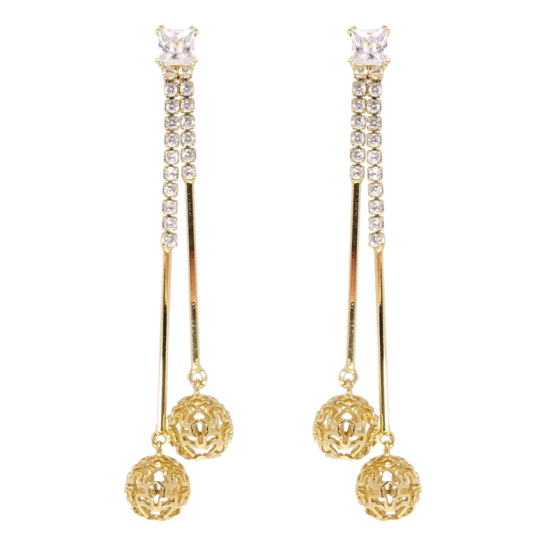 Серьги Xuping JEAN GOUJON Позолота 14K пусеты Резные шарики на дорожках фото №1 Серьги Xuping JEAN GOUJON Позолота 14K пусеты Резные шарики на дорожках фото №1