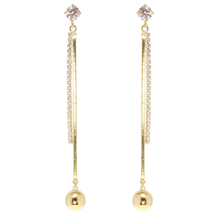 Сережки Xuping JEAN GOUJON Позолота 14K пусети Кристальний ланцюжок з кулькою фото №24 Сережки Xuping JEAN GOUJON Позолота 14K пусети Кристальний ланцюжок з кулькою фото №24