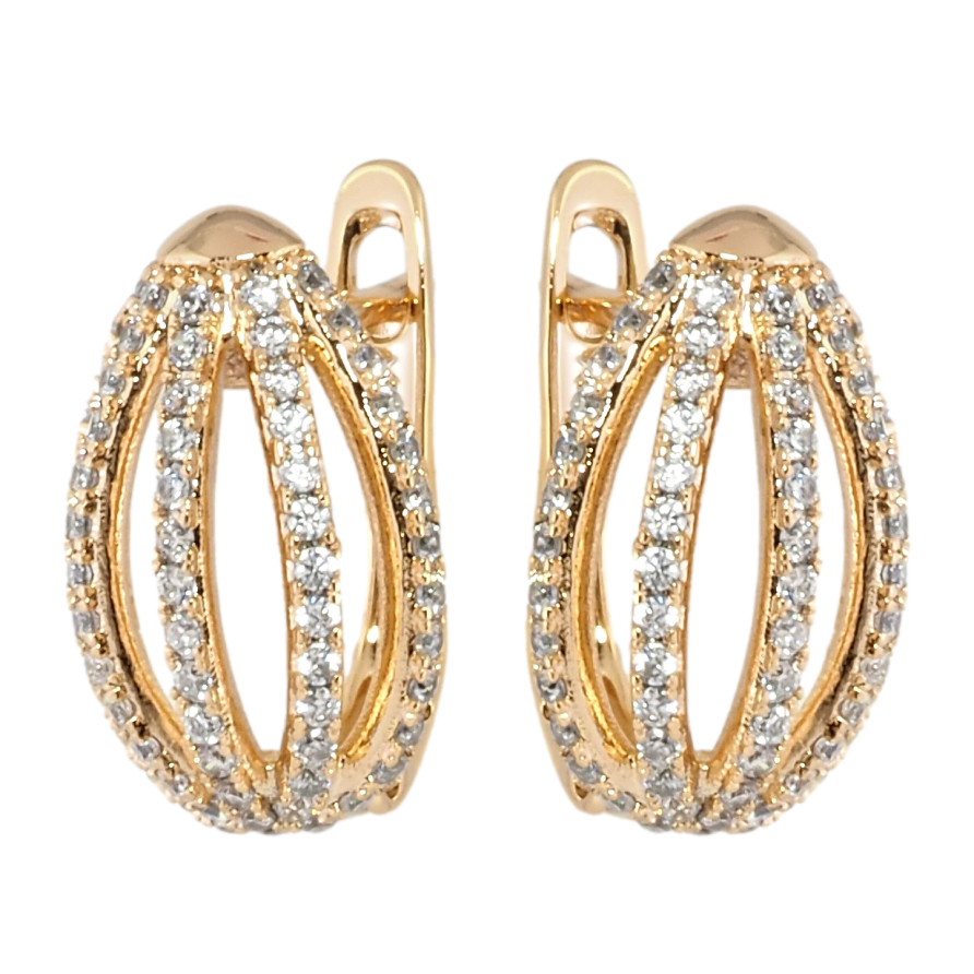 Серьги Xuping Позолота 18K английский замок Узор из дорожек циркония фото №1 Серьги Xuping Позолота 18K английский замок Узор из дорожек циркония фото №1